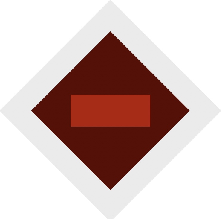 Colour-Coded Costuming | MBolly A maroon diamond with a horizontal red rectangle on white illustrates how colour guides the eye in costume design.